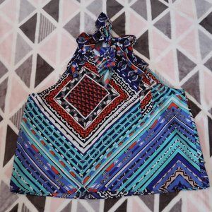 Geometric print sleeveless blouse